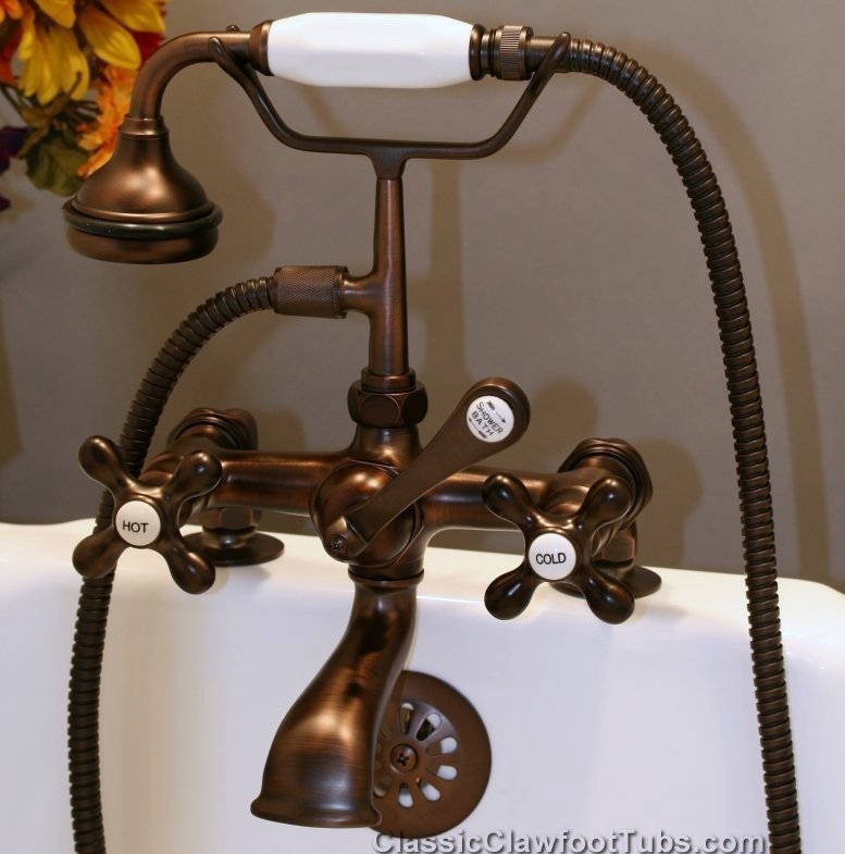 Clawfoot Tub Deckmount British Telephone Faucet w/Hand-held shower
