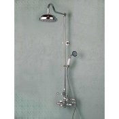 Exposed Wall Mount Thermostatic Shower w/ Rain Shower Head & Handheld Shower