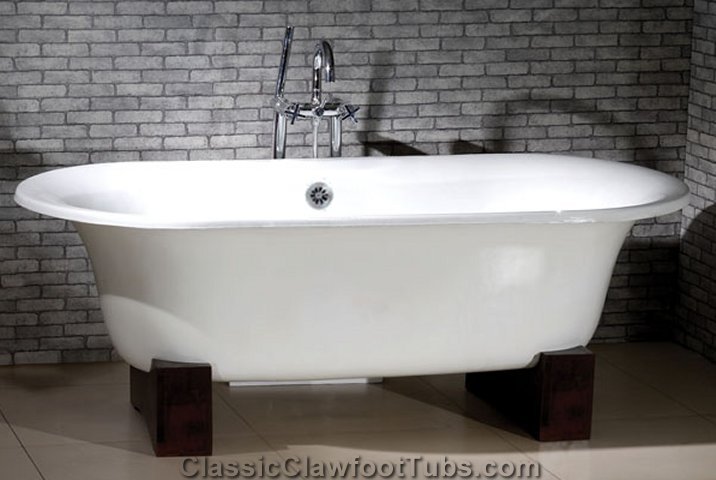 wooden clawfoot tub